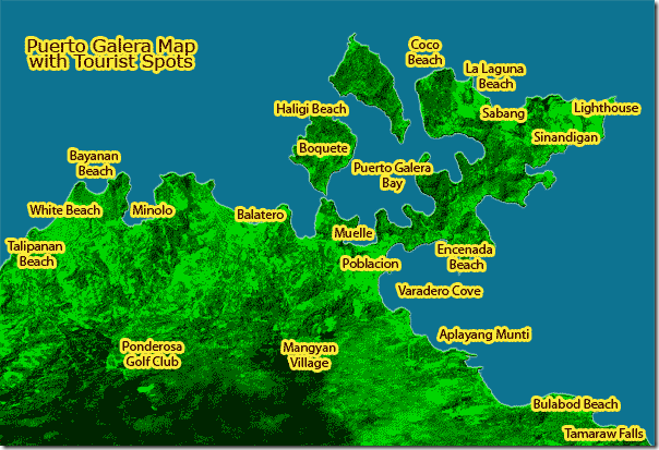 Puerto Galera Map with Tourist Spots